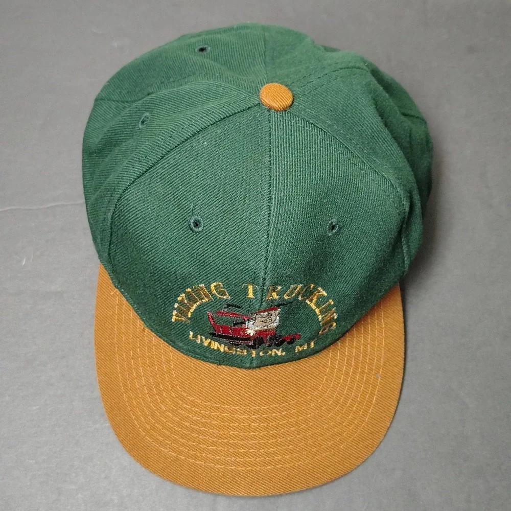 VINTAGE Otto Trucker Hat Cap Snapback Green Viking Trucking Wool Blend Montana